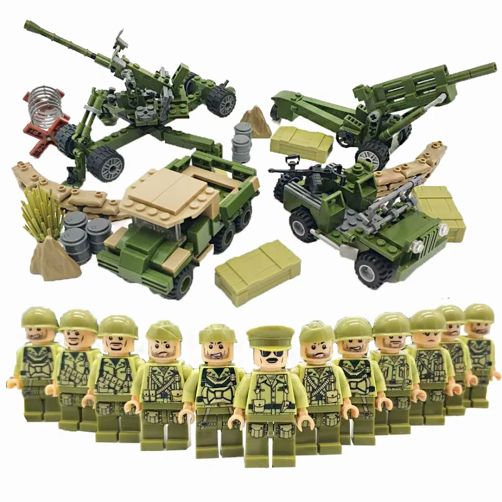 

HOT WW2 Military Soldiers with Weapons Guns Bricks Model US Army Mini Action Figures Building Blocks Kids Toys LegoINGlys