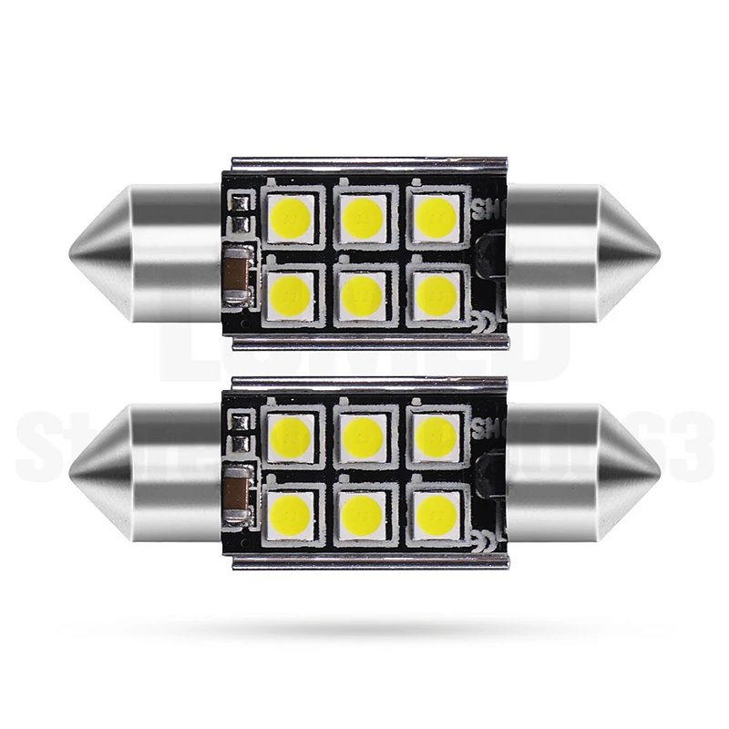 100x автомобильные аксессуары светодиодный светильник гирлянда C5W 4 SMD, CAN-шина, светодиод 3030 6 SMD Внутренняя купольная лампа авто продукты 9-30V IC