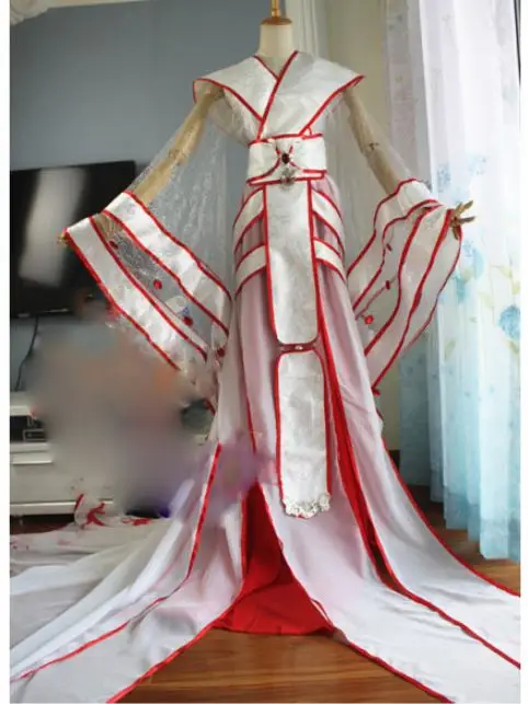 

Wei Hong Yu Ruan White Red BJD Doll Costume Female Human Size Gorgeous Tailed Female Costume Hanfu Cosplay Anime Hanfu