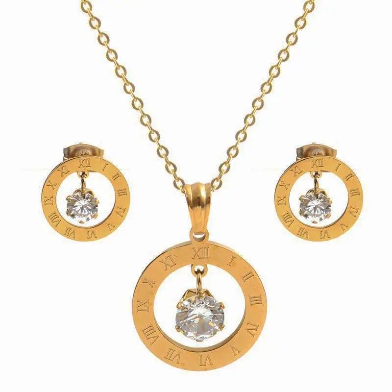 AAA кубический цирконий золотой цвет цепи кулон ожерелье Круглый выдалбливают римские цифры дизайн роскошный бренд ювелирные изделия для женщин