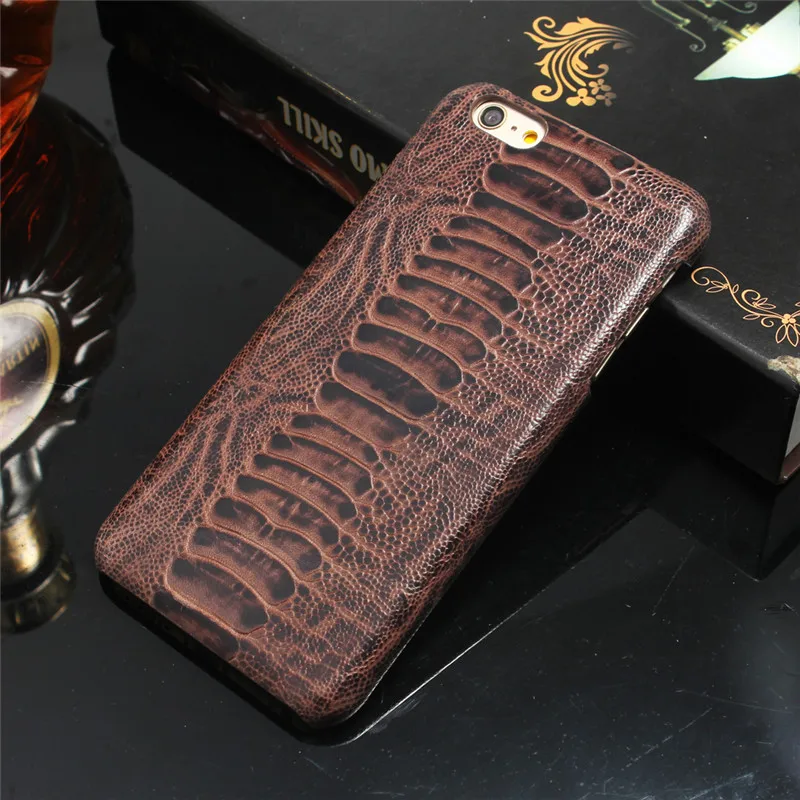 CYBORIS для iphone 6 6s случае кожаный чехол для iphone 6 6s/6 6s плюс из натуральной коровьей кожи Ноги страуса узор сзади крышка - Цвет: grey