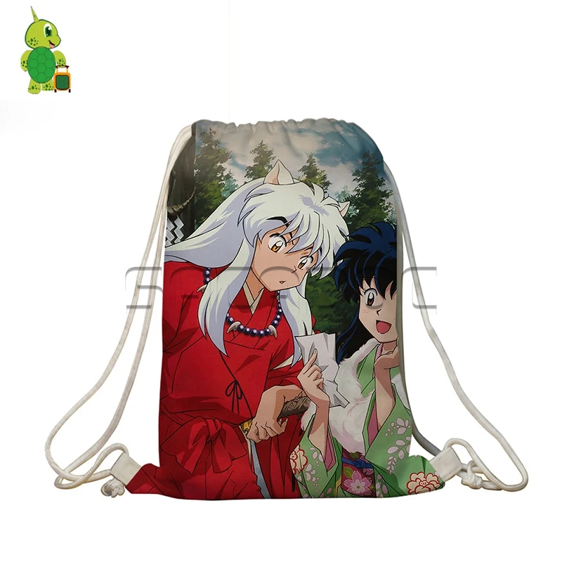7 Аниме Inuyasha Drawstring женские мужские дорожные сумки на плечо для учеников, мальчиков и девочек аниме-косплей напечатанные мягкие сумки для книг - Цвет: 7