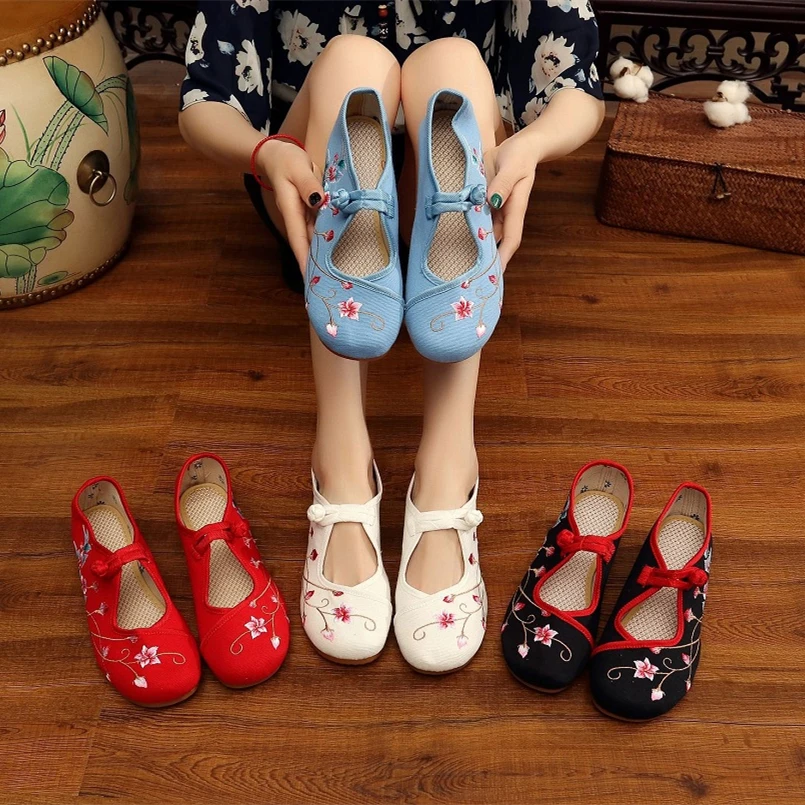 Cresfimix sapatos femininas Женская мода удобные вышивка черный обувь крутые женские уличные туфли ретро танцевальная обувь c2246