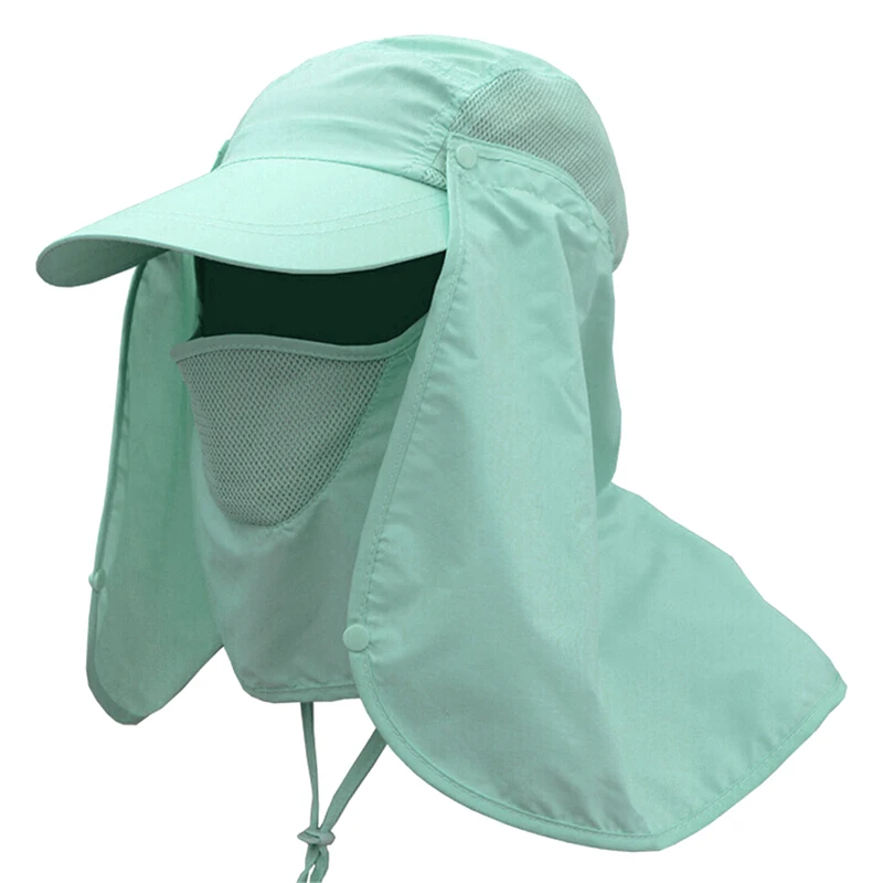 Light Blue 1 шт Горячая Распродажа, крышка на шею, Солнцезащитная шапка, Кепка для кемпинга, пеших прогулок, рыбалки, на открытом воздухе, большая широкая шляпа с защитной сеткой, маска для лица, покрытие, 5 цветов - Цвет: Light Blue