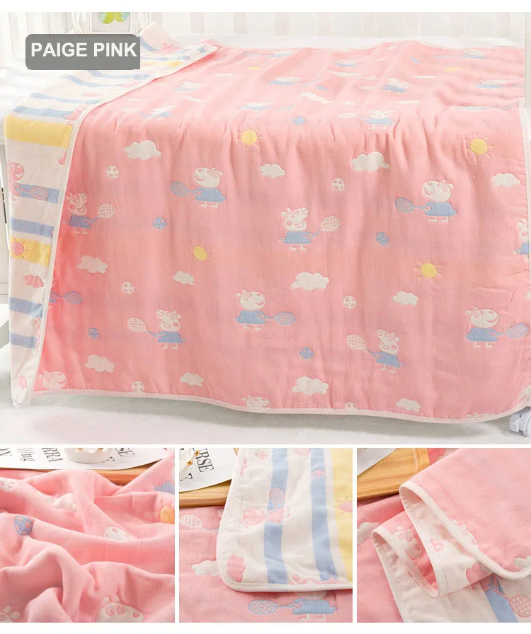 Чистый cotton120x150cm шесть плотные двухслойные брюки из сетчатой ткани детская Ванна мягкие полотенца детские постельные принадлежности одеяло детское одеяло для Весна и осень - Цвет: paige pink
