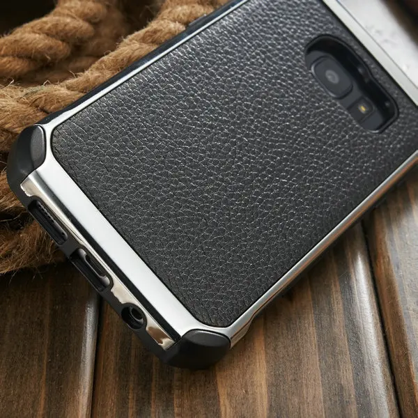 Роскошный кожаный чехол с личи для S7 Edge, 2 в 1, армированный стиль, металл+ силикон, ТПУ, задняя крышка для samsung Galaxy S7, S7 Edge
