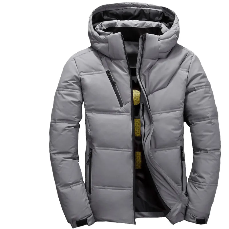 Мужское пуховое пальто piumino uomo inverno, 3 цвета, doudoune, Мужская ветрозащитная верхняя одежда с капюшоном, повседневный белый пуховик s - Цвет: Серый