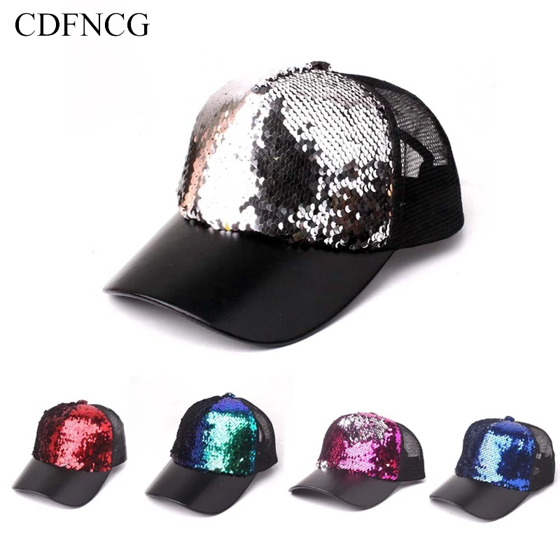 CDF Лето Snapback Поп хип хоп бейсбольная сетчатая Кепка Рыбная шкала блесток солнце папа шляпа для мужчин женщин уличная Casquette Gorras