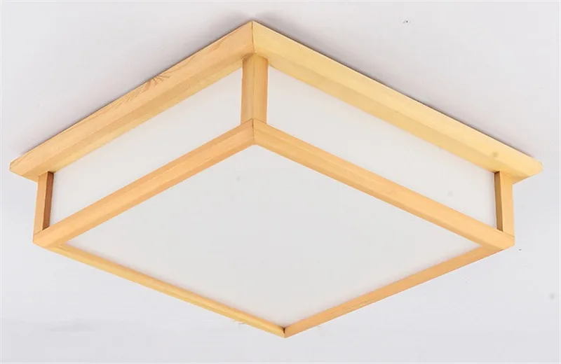 Японский деревянный квадратный светодиодный потолочный светильник минималистичный современный светильник для спальной комнаты лампы для татами и Кабинет Твердые деревянные лампы