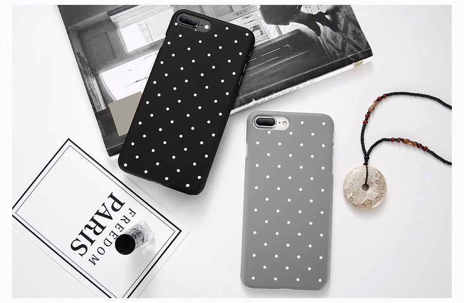 DOEES Spot Pattern Case For iPhone 5 5S SE 6 6S 7 8 Plus X Case Plain Slim Ultra Thin Hard PC Phone Cover For i Phone 6 7 8 10 (7)