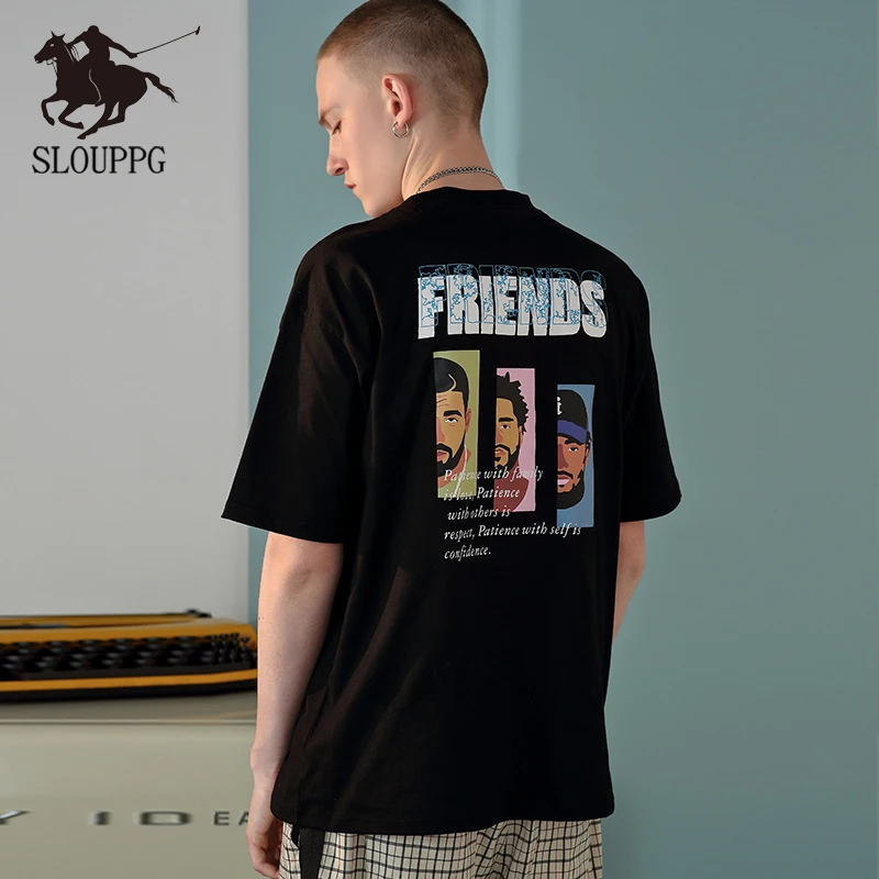 

SLOUPPG hip-hop rap printing cotton T-shirt short-sleeved summer funny T shirts O neck men women fashion clothes