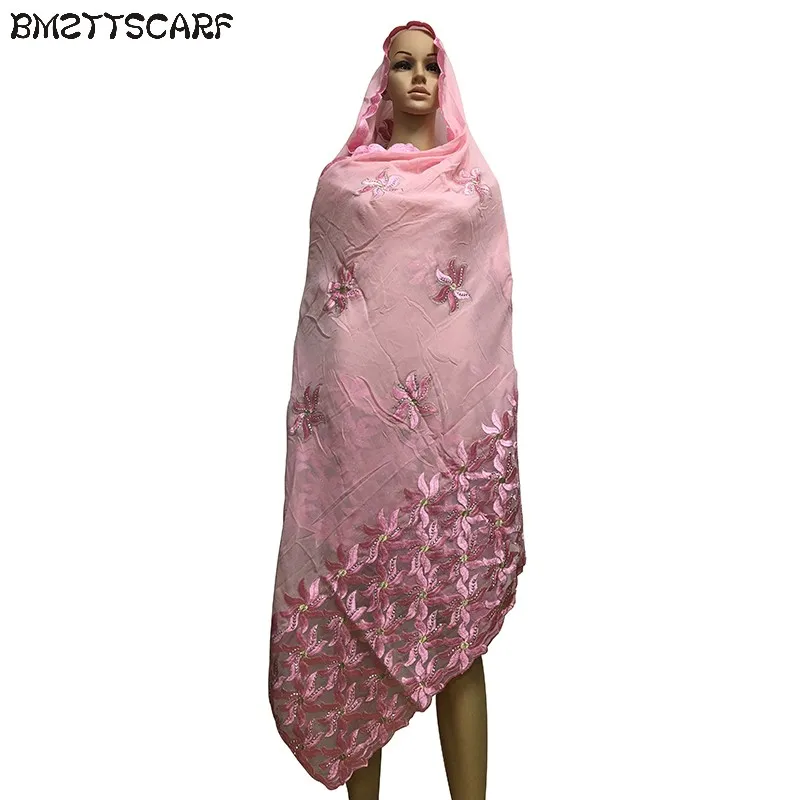 Новая африканская Женская шаль, мусульманский женский шарф с вышивкой, хлопковый сетчатый кружевной шарф с вышивкой для шалей BM477