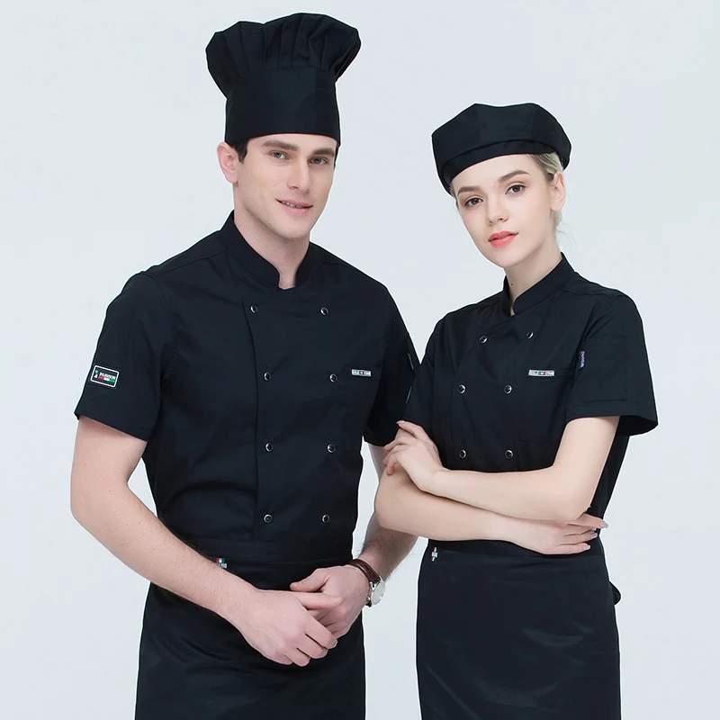 Одежда шеф-повара с короткими рукавами, Мужская дышащая куртка, летняя рабочая одежда, кухонные хлебобулочные изделия