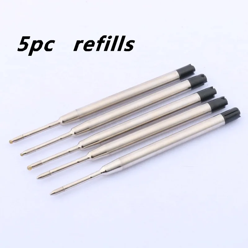 5pc Refills Новая линия металлическая ручка твист Подарочный пистолет серая металлическая шахматная доска Подарочная шариковая ручка - Цвет: 5pc Refills