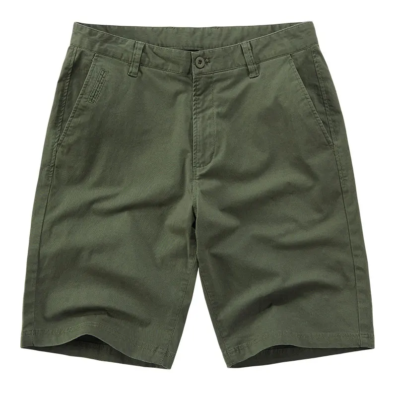 army green Летние пляжные шорты серые 30~ 42 повседневные шорты Брендовые однотонные хлопковые прямые мужские шорты Карго карманы мужские шорты - Цвет: army green