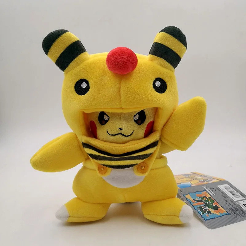 Ampharos 20 см карманные животные Пикачу Косплей Snorlax Charizard Garchomp плюшевые мягкие куклы с плащом Cos Пикачу игрушка детский подарок TFA1943 - Цвет: Ampharos