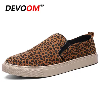 

New Leopard Loafers Mocassins Homme Cuir Veritable Leather Shoes Casual Shoes Men Moccasins Men Driving Shoes Male Boat Footwear