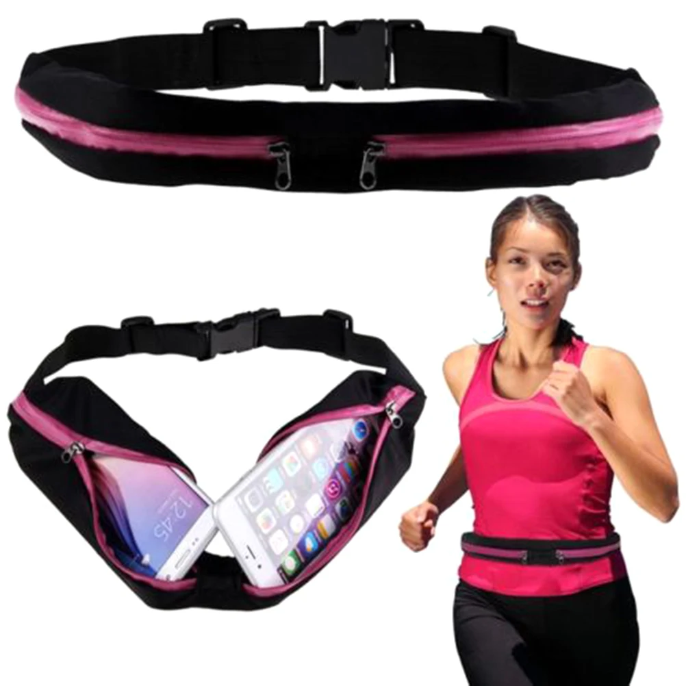 

Portable Sports Waist Bag For Women Dual Pocket Running Belt Belly Pockets Fitness Phone Chest Pouch