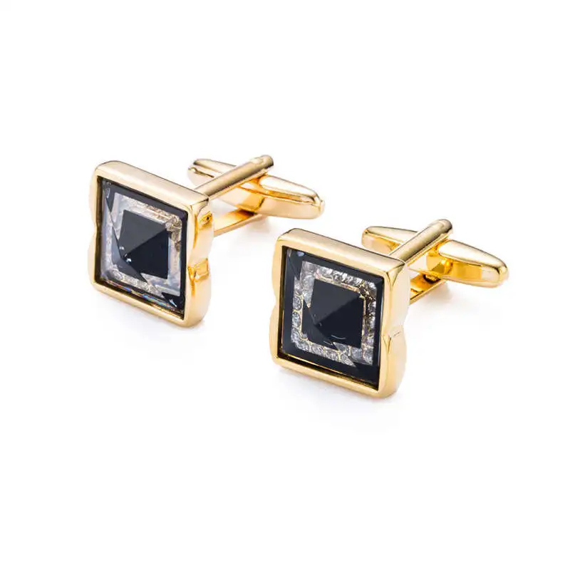

High Quality Men's Cufflink Knot Style Square Gold Plating Acryl Wedding cuff links mens 116