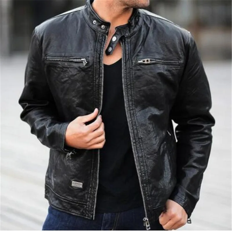 Dermis Leather Jacke Men Genuine Sheepskin/Suede Leather Jacket Fashion Brand Design Casual Slim Biker Motorcycle Coat Jaqueta