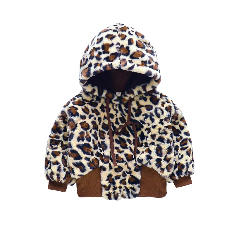 

2018 Autumn Winter Girls Coat Children Clothing Leopard Faux Faux Fur Hooded Outerwear Coat Girls Clothes 4 6 8 10 12 13 Years