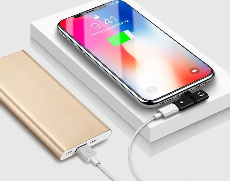 100 шт./лот(2 в 1) Зарядка и аудио адаптер для iPhone 7 8 Plus для Lightning кабель адаптера для наушников зарядное устройство-разветвитель