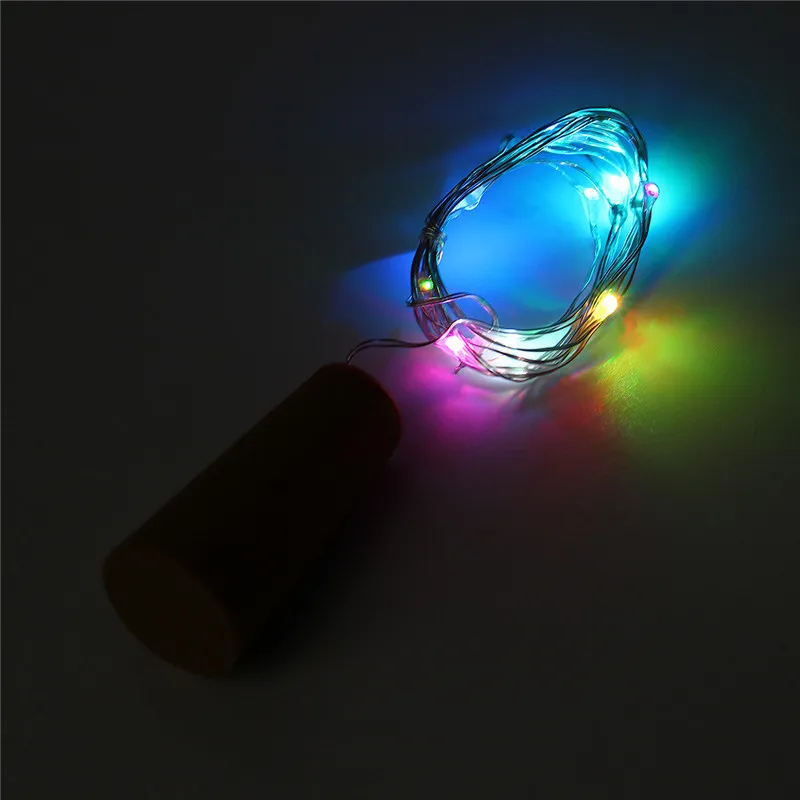 Multicolor 2 м светодиодный Гирлянды Гирлянда медная проволока нить с пробкой сказочные огни светильники в форме винных бутылок для Валентина свадебные украшения - Испускаемый цвет: Multicolor