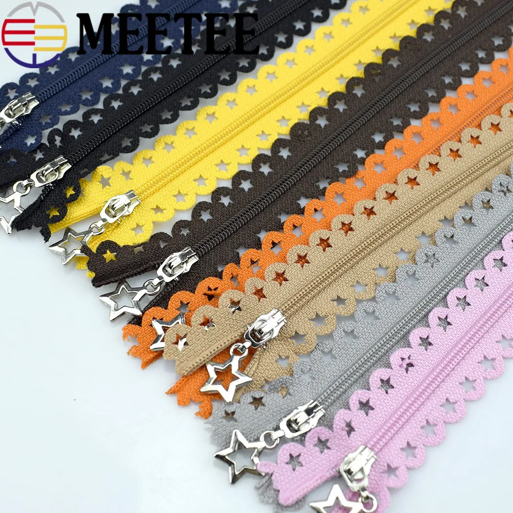 Meetee 20 шт 3# Тесная нейлоновая молния Звезда кружевная лента 25 см многоцветная молния для одежды Diy швейная сумка кошелек молнии A1-3