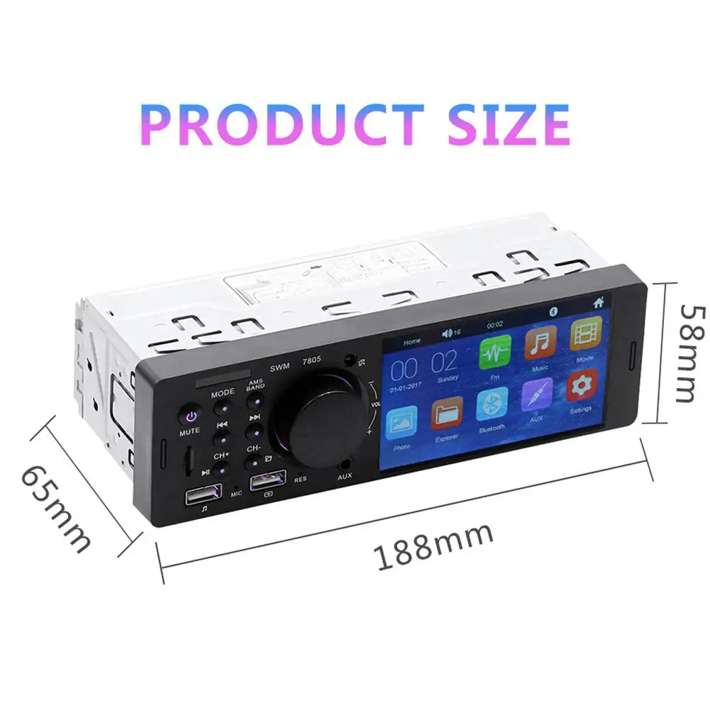 Adeeing Universal 4" Car Radio HD MP5 Player Dual USB Telescopic Audio Multimedia Player Reverse Parking Image