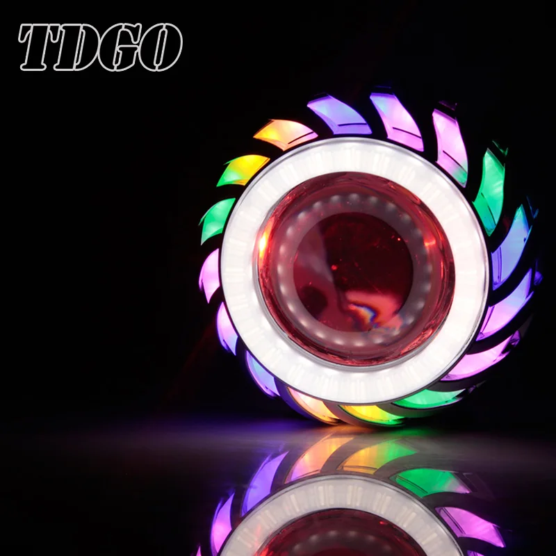 

TDGO LED Moto Angel Eye Devil Spot Head Light Lamp 2PCS 30W Motorcycle Headlight 1200Lm Motorbike Double Aperture Hot Wheel