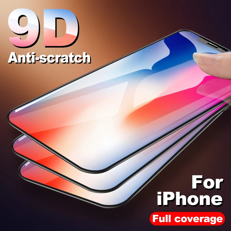 9D protective glass for iPhone 6 6S 7 8 plus X tempered glass on iphone 7 6 8 X XS screen protector iPhone 7 6 screen protective