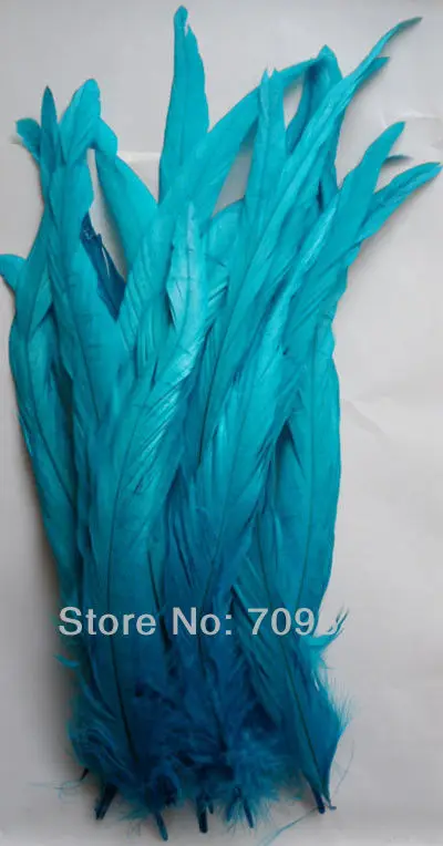 

50Pcs/Lot Rooster Tail Coque Feathers 12-14" L Sky Blue Hair Extension Feathers,Turquoise Cock Tails,freeshipping