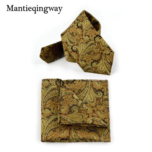 Mantieqingway мужские галстуки носовые платки Набор полиэстер галстук цветочный Hanky костюмы Gravatas Corbatas Бизнес груди Полотенца Свадебные - Цвет: MMZZ184358D