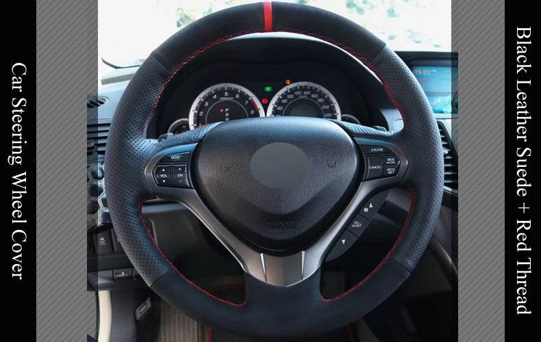 LQTENLEO черный натуральная кожа замша DIY ручной прошитой рулевого колеса автомобиля Обложка для Honda Spirior OId соглашения