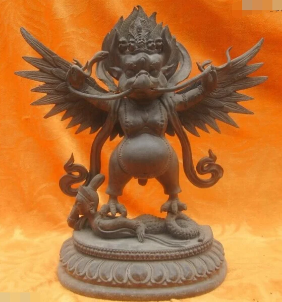 

005556 13" China bronze carved of redpoll Garuda Buddha Sculpture Statue