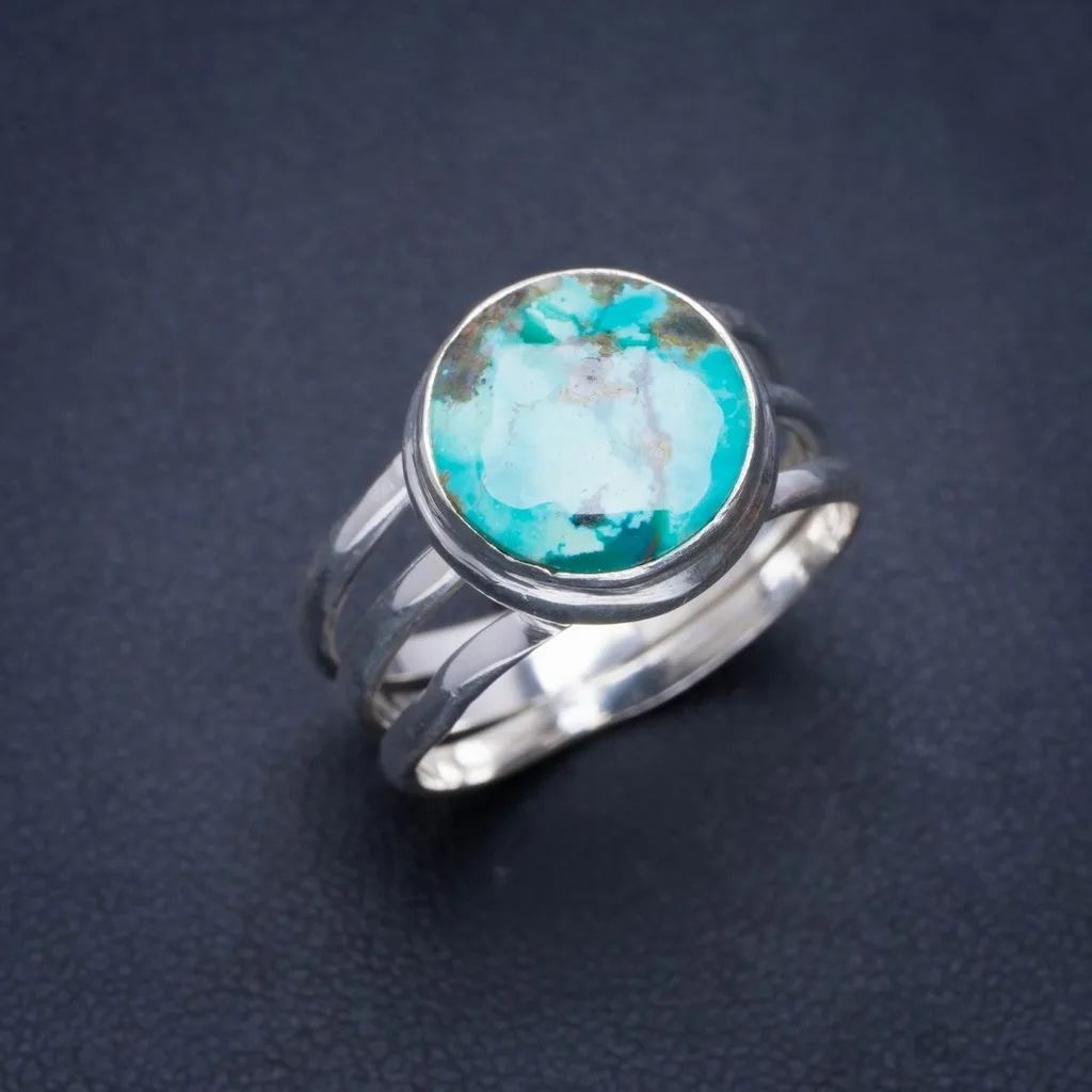 

Natural Turquoise Handmade Unique 925 Sterling Silver Ring 8.5 A1244