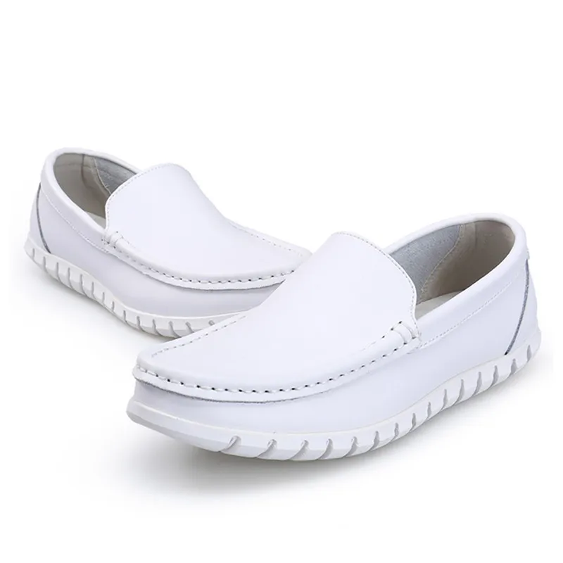 Confortable Véritable De Pur Respirant Casual Cuir Quatre Chaussures Split Blanc Nouveau En Mode Wom Beyarne Souple Saisons Couture Infirmière Sv0aqw