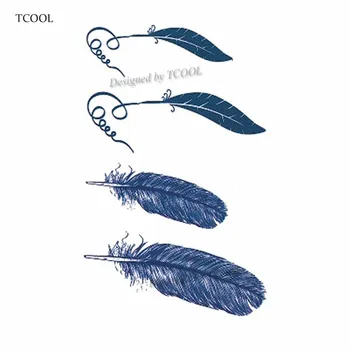 

HXMAN Feather Temporary Tattoos Sticker Waterproof Women Men Fashion Fake Arm Body Art 10.5X6cm Kids Hand Tatoo Paper B-011