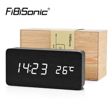 Fibisonic LED Reloj Despertador деревянный Будильники, рабочего стола Цифровые Часы LED Часы Температура Дисплей с подарочной коробке