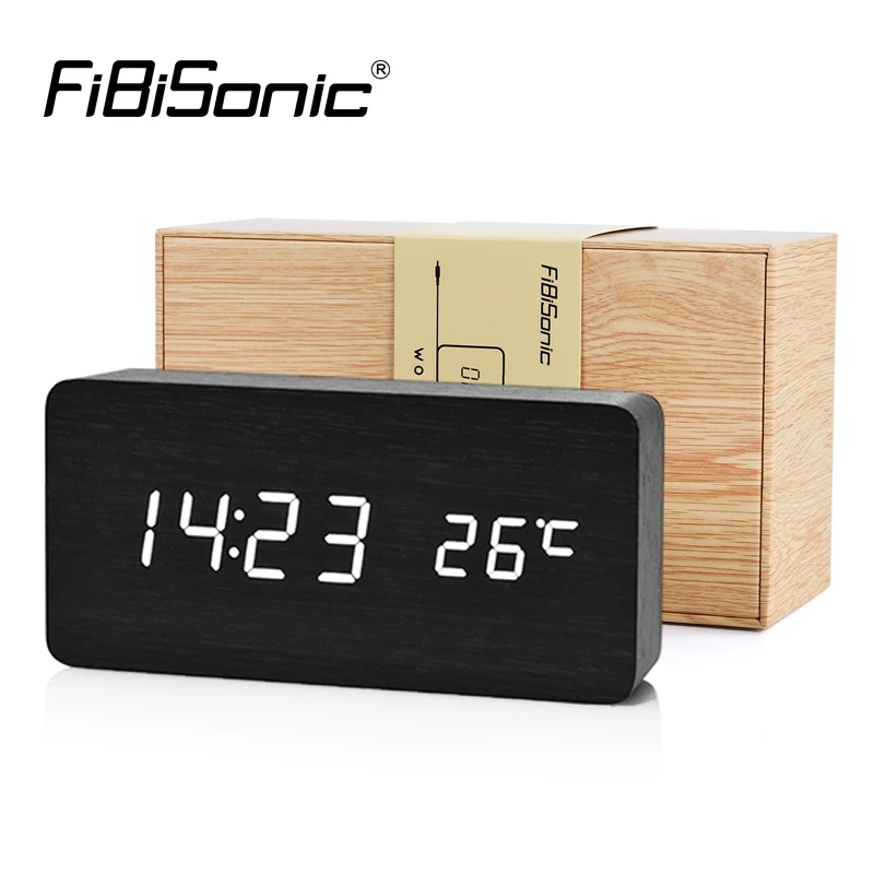 FiBiSonic LED reloj Despertador деревянные будильники настольные цифровые часы светодиодные