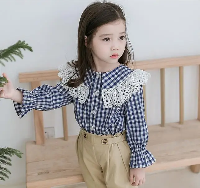 kids blouse for girls autumn girl cotton lace Shirts fashion high-grade girls clothes leisure children Shirts