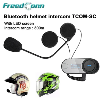 

1000m Motorcycle Helmet Bluetooth Intercom FM Radio Motor Talkie Headset LCD Screen TOM-SC