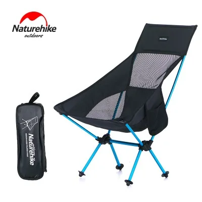 Naturehike Сверхлегкий Прочный складной стул для рыбалки для отдыха на открытом воздухе кемпинга пикника удлиненный пляжный стул - Цвет: Черный