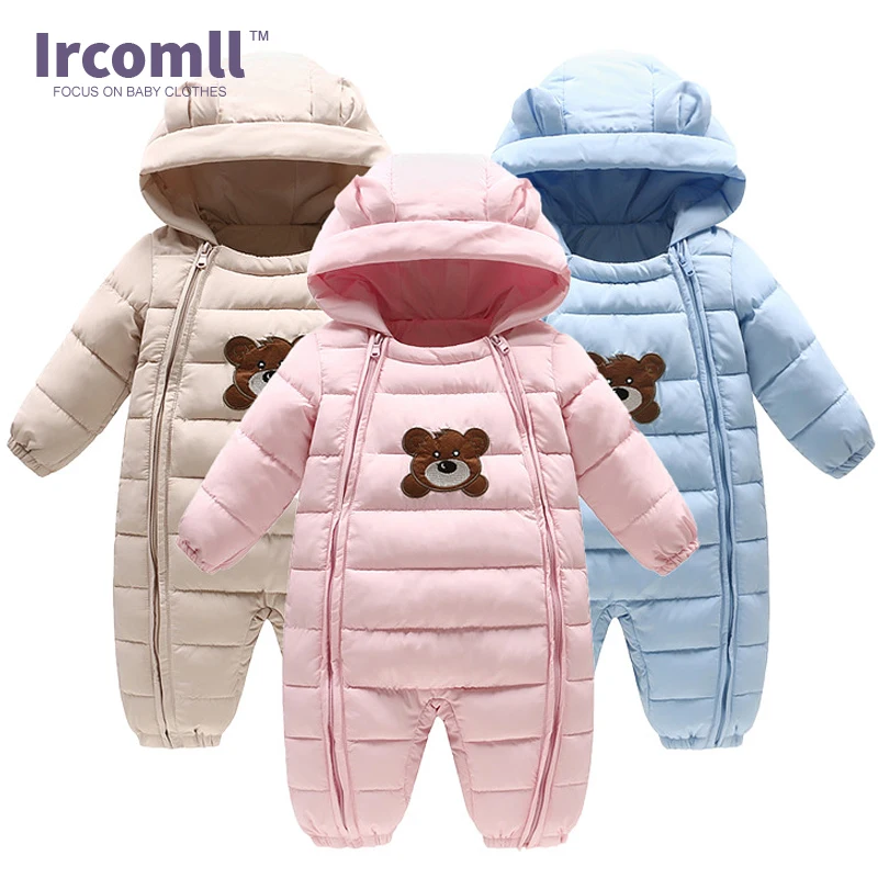 Ircomll 2017 Новинка зимы Детские Корректирующие боди для женщин одним Pieces Обувь для мальчиков Одежда для девочек с длинным рукавом с капюшоном