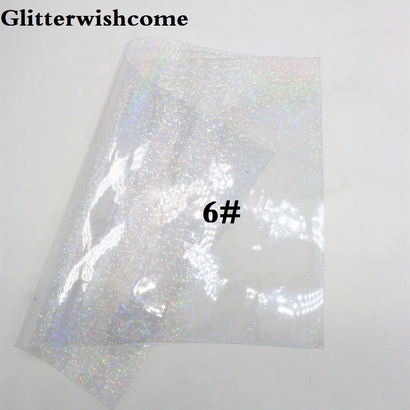 Glitterwishcome 21X29 см A4 размер винил для бантов переливающийся прозрачный ПВХ искусственная кожа листы для бантов, GM203A - Цвет: 6