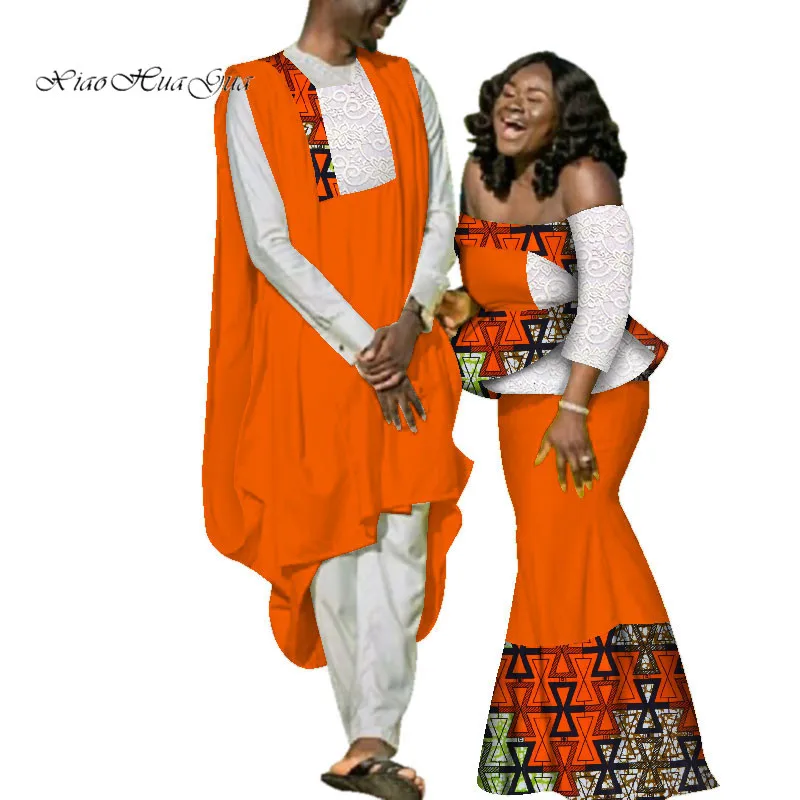 Африканские платья с принтом для женщин Базен Riche традиционная африканская одежда мужская верхняя африканская парная одежда WYQ187 - Цвет: 12