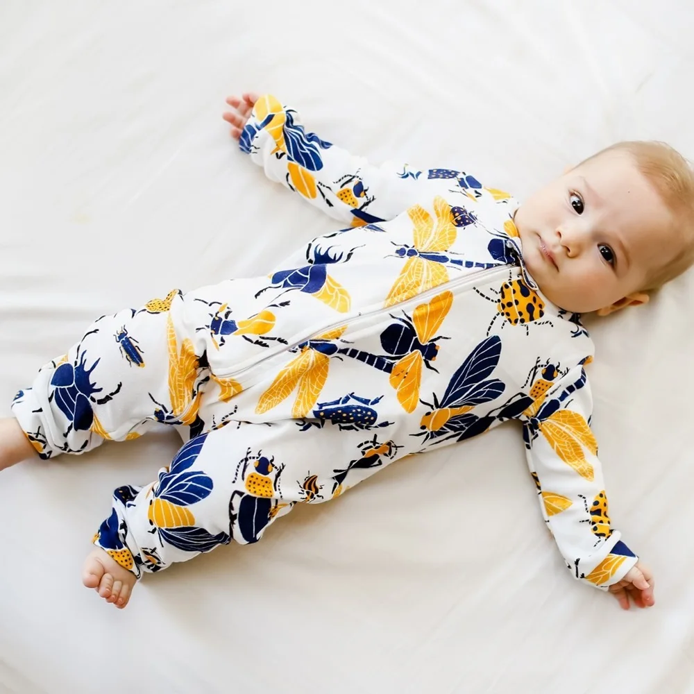 New Kids Infant Baby Boy Clothes Long Sleeve Zipper Winter Autumn Bee Romper Jumpsuit Sunsuit Cotton Warm Cotton Outfit 0-2T