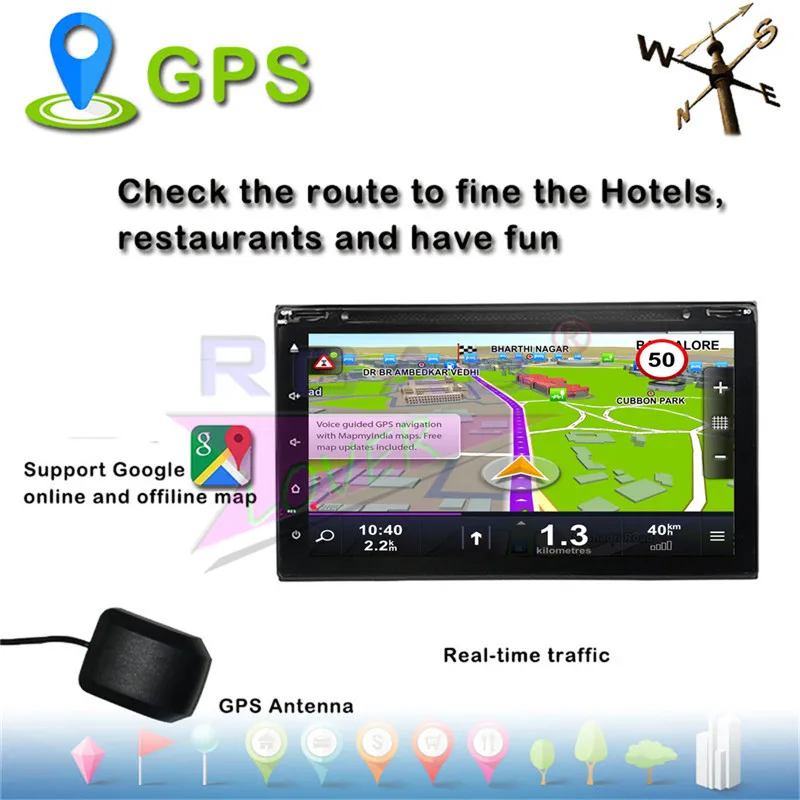 Roadlover Android 7,1 автомобильный мультимедийный DVD плеер авторадио для универсального " стерео gps навигация Magnitol 2Din видео 178*101 MP3