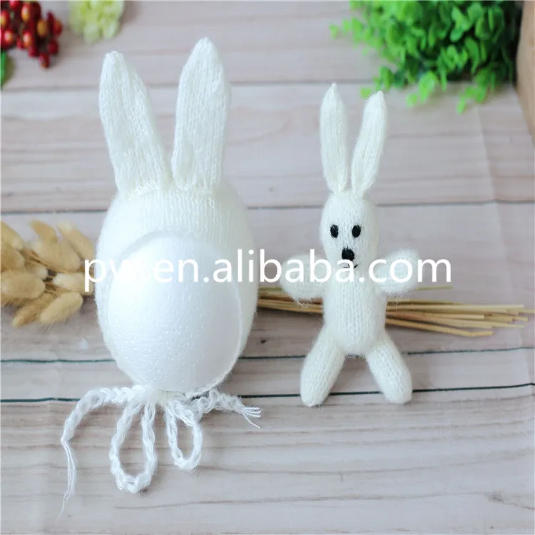 rabbit set Стиль для маленьких девочек и мальчиков шляпа набор кукла игрушки для новорожденных реквизит для фотосессии - Цвет: rabbit set