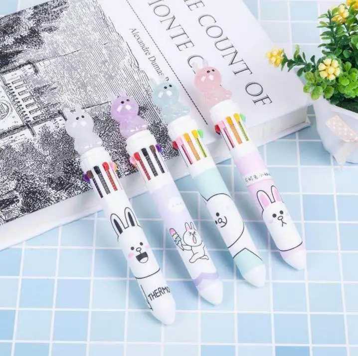 2 шт. Kawaii Schedule Rabbit 10 цветов короткая и толстая Шариковая ручка для школы и офиса, подарочные канцелярские принадлежности Papelaria Escolar